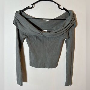 Abercrombie & Fitch‎ Foldover Off‑the‑Shoulder Sweater Sage Green Size Small
